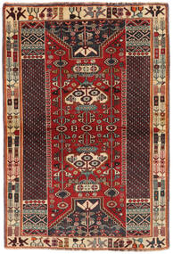 111X166 Χαλι Ghashghai Ανατολής Μαύρα/Σκούρο Κόκκινο (Μαλλί, Περσικά/Ιρανικά) Carpetvista