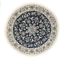  Ø 140 Nain Rug Oriental Round Dark Grey/Black (Wool, Persia/Iran) Carpetvista