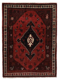  125X171 Shiraz Teppich Schwarz/Dunkelrot Persien/Iran Carpetvista