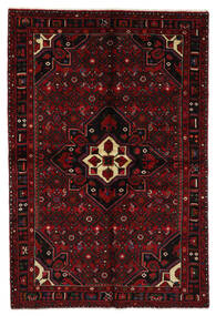 Tapete Hosseinabad 152X226 Preto/Vermelho Escuro (Lã, Pérsia/Irão)