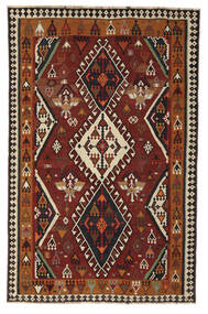  161X248 Kelim Vintage Vloerkleed Zwart/Donkerrood Perzië/Iran Carpetvista