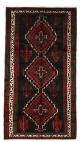  Oosters Hamadan Vloerkleed 156X280 Zwart/Donkerrood Wol, Perzië/Iran Carpetvista