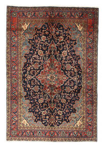 158X235 Alfombra Mahal Oriental Negro/Rojo Oscuro (Lana, Persia/Irán) Carpetvista