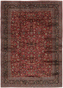 Tapete Persa Mashad 340X478 Preto/Vermelho Escuro Grande (Lã, Pérsia/Irão)