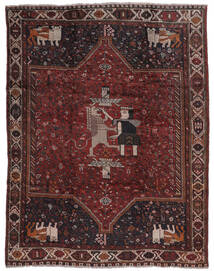 215X285 Χαλι Shiraz Ανατολής Μαύρα/Σκούρο Κόκκινο (Μαλλί, Περσικά/Ιρανικά) Carpetvista