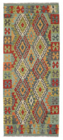 83X197 Kelim Afghan Old Style Matot Käytävämatto Matto Vihreä/Ruskea Afganistan Carpetvista