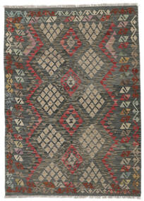 Kelim Afghan Old Stil Teppich 121X175 Schwarz/Dunkelgelb Wolle, Afghanistan Carpetvista