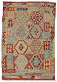 絨毯 オリエンタル キリム アフガン オールド スタイル 124X181 茶色/ダークレッド (ウール, アフガニスタン)