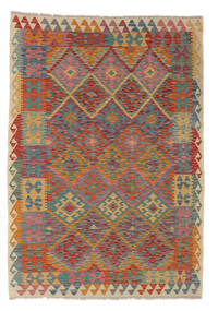 124X187 絨毯 キリム アフガン オールド スタイル オリエンタル ダークレッド/グリーン (ウール, アフガニスタン) Carpetvista