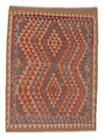 Kelim Afghan Old Style Matot 124X168 Villamatto Ruskea/Tummanpunainen Pieni Matto Carpetvista