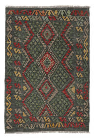  118X171 Kelim Afghan Old Style Vloerkleed Zwart/Bruin Afghanistan Carpetvista