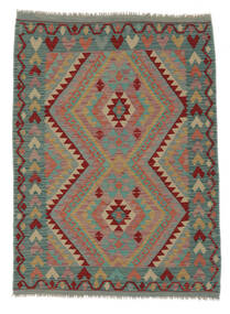 126X173 Kelim Afghan Old Style Matta Orientalisk Mörkgrön/Brun (Ull, Afghanistan) Carpetvista