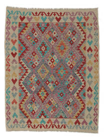  Kelim Afghan Old Style Matot 133X169 Ruskea/Tummanpunainen Carpetvista