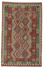 絨毯 オリエンタル キリム アフガン オールド スタイル 124X194 茶色/ダークレッド (ウール, アフガニスタン)