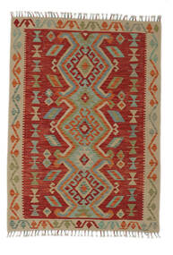  Kelim Afghan Old Style Matot 127X176 Villamatto Tummanpunainen/Ruskea Pieni Matto Carpetvista