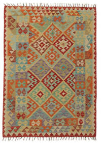 132X179 Kelim Afghan Old Style Matta Orientalisk Mörkröd/Brun (Ull, Afghanistan) Carpetvista