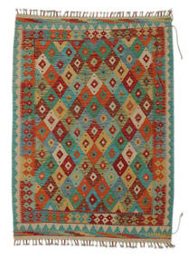  Kelim Afghan Old Style Matot 125X173 Villamatto Tummanvihreä/Tummanpunainen Pieni Matto Carpetvista
