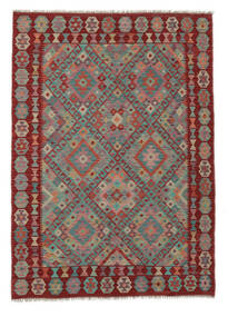 132X185 Kelim Afghan Old Style Matot Matto Itämainen Tummanpunainen/Vihreä (Villa, Afganistan) Carpetvista