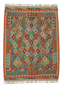  Kilim Afghan Old Style Rug 131X172 Wool Dark Red/Dark Green Small Carpetvista