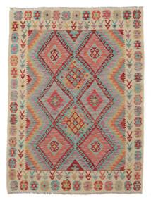  Oriental Kilim Afghan Old Style Rug 133X174 Brown/Dark Red Wool, Afghanistan Carpetvista