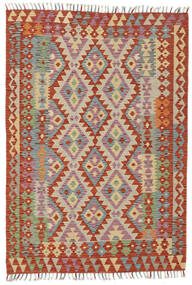 118X169 Kelim Afghan Old Style Matta Orientalisk Mörkröd/Orange (Ull, Afghanistan) Carpetvista