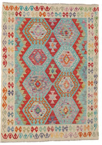  128X181 Kelim Afghan Old Stil Teppich Dunkelrot/Orange Afghanistan Carpetvista