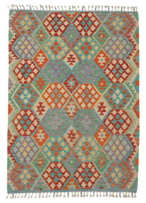 130X180 Kelim Afghan Old Style Matot Matto Itämainen Vihreä/Tummanpunainen (Villa, Afganistan) Carpetvista