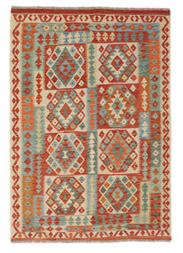  Kelim Afghan Old Style Matot 124X180 Villamatto Tummanpunainen/Vihreä Pieni Matto Carpetvista