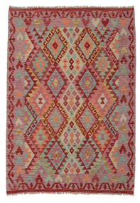  Kelim Afghan Old Style Matot 123X176 Tummanpunainen/Ruskea Carpetvista