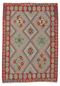  Kelim Afghan Old Style Matot 133X185 Tummanpunainen/Ruskea Carpetvista