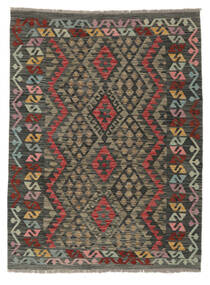 Kilim Afghan Old Style Tapis 133X176 De Laine Noir/Marron Petit Carpetvista
