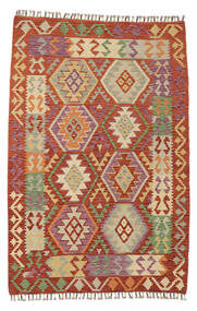  124X185 Kelim Afghan Old Style Matot Matto Tummanpunainen/Oranssi Afganistan Carpetvista