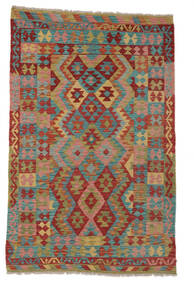  Kelim Afghan Old Style Matot 125X193 Tummanpunainen/Ruskea Carpetvista