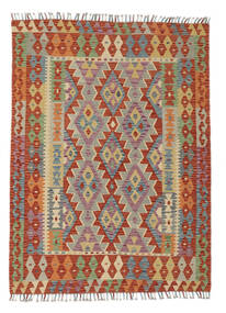  Kelim Afghan Old Style Matot 125X170 Villamatto Tummanpunainen/Ruskea Pieni Matto Carpetvista