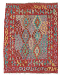  Kelim Afghan Old Style Matot 134X172 Villamatto Tummanpunainen/Ruskea Pieni Matto Carpetvista