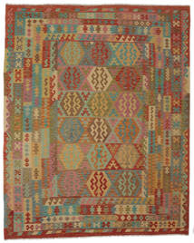  Kilim Afghan Old Style Rug 247X307 Wool Brown/Dark Red Large Carpetvista