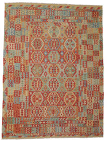  Kelim Afghan Old Style Matot 264X349 Ruskea/Tummanpunainen Carpetvista
