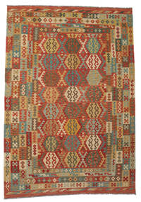  Itämainen Kelim Afghan Old Style Matot Matto 250X355 Ruskea/Tummanpunainen Isot Villa, Afganistan Carpetvista
