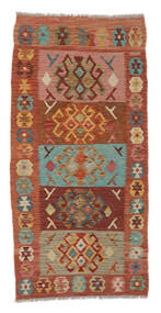93X187 Kelim Afghan Old Style Teppe Orientalsk Løpere Brun/Mørk Rød (Ull, Afghanistan) Carpetvista