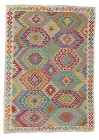 Kelim Afghan Old Stil Teppich 124X175 Dunkelgelb/Dunkelrot Wolle, Afghanistan Carpetvista