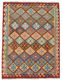 絨毯 キリム アフガン オールド スタイル 128X167 ダークレッド/オレンジ (ウール, アフガニスタン)
