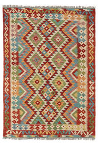  Kilim Afegão Old Style Tapete 127X184 Lã Vermelho Escuro/Verde Escuro Pequeno Carpetvista