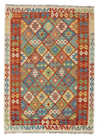 絨毯 キリム アフガン オールド スタイル 130X177 ダークレッド/オレンジ (ウール, アフガニスタン)