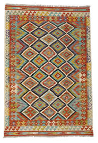  Itämainen Kelim Afghan Old Style Matot Matto 128X187 Ruskea/Vihreä Villa, Afganistan Carpetvista