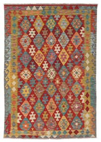123X183 絨毯 キリム アフガン オールド スタイル オリエンタル ダークレッド/茶色 (ウール, アフガニスタン) Carpetvista