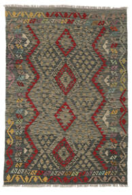 125X178 Alfombra Kilim Afghan Old Style Oriental Negro/Amarillo Oscuro (Lana, Afganistán) Carpetvista