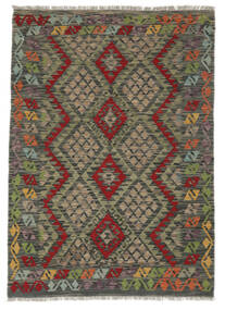 120X171 Alfombra Kilim Afghan Old Style Oriental Negro/Marrón (Lana, Afganistán) Carpetvista