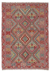  Kelim Afghan Old Style Matot 127X180 Villamatto Tummanpunainen/Ruskea Pieni Matto Carpetvista