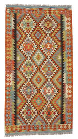  109X200 Kelim Afghan Old Style Matot Matto Tummanpunainen/Vihreä Afganistan Carpetvista