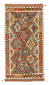  101X193 Kelim Afghan Old Style Teppe Mørk Rød/Oransje Afghanistan Carpetvista